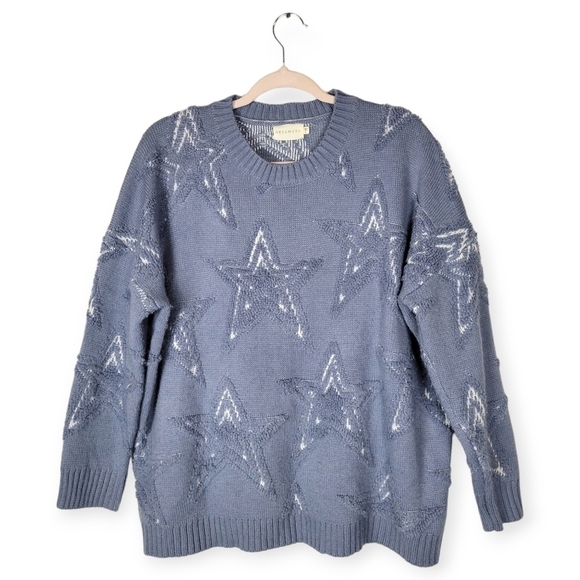 Dreamers A Rising Star Blue 3D Star Crewneck Sweater - Picture 1 of 6